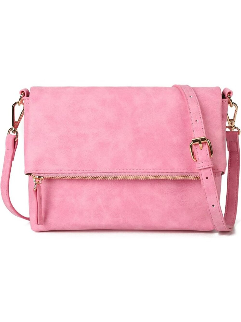 Women's Hot Pink PU Leather Small Crossbody Bag Purse Shoulder Adjustable Strap